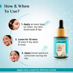 Pilgrim 25% AHA + 2% BHA + 5% PHA Peeling Solution 30ml For Face & Body |10-Minute Facial At Home|Gentle Exfoliating Serum for Tan Removal |For Glowing Skin, Even Skin Tone, Pore Cleansing |Men, Women