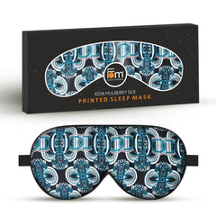 Friends of Meditation 100% Mulberry Silk Eye Mask, Super Smooth Sleep Mask and Blind Fold (Blue Floral)