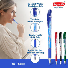 Reynolds Racer Gel 7 Count Pouchi Lightweight Gel Pen With Comfortable Grip For Extra Smooth Writing I School And Office Stationery|0.5Mm Tip Size|Blue