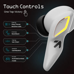 GOBOULT Astra Truly Wireless in Ear Earbuds with 48H Playtime, Built-in App Support, 45ms Low Latency Gaming, 4 Mics ENC, Breathing LEDs, 13mm Bass Drivers, TWS Ear Buds (White Opal)