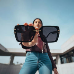 HASHTAG EYEWEAR Latest & Stylish Sunglasses for Women | Fashionable & Lightweight Eyewear, 100% UV Protected Sunglass with Maximum Clarity (Rectangular/Black)