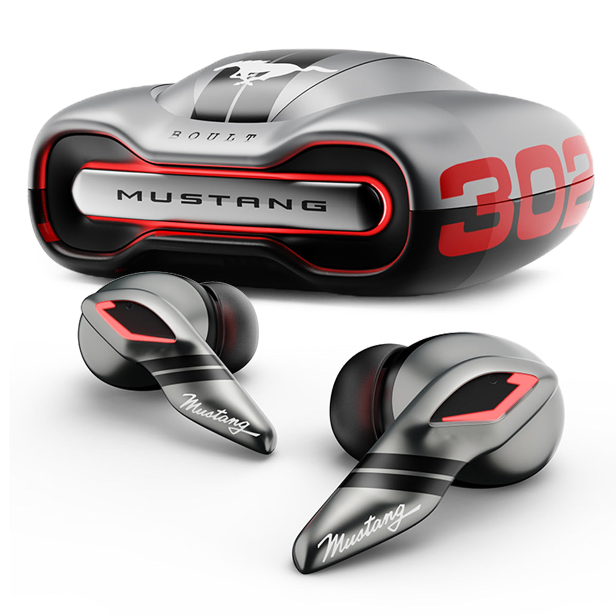Boult Mustang Newly Launched Torq TWS Earbuds with 60H Playtime, App Support, 4 Mics ENC, 45ms Low Latency, 13mm Driver, Breathing LEDs, Touch Control, Made in India, IPX5 Ear Buds Wireless (Silver)