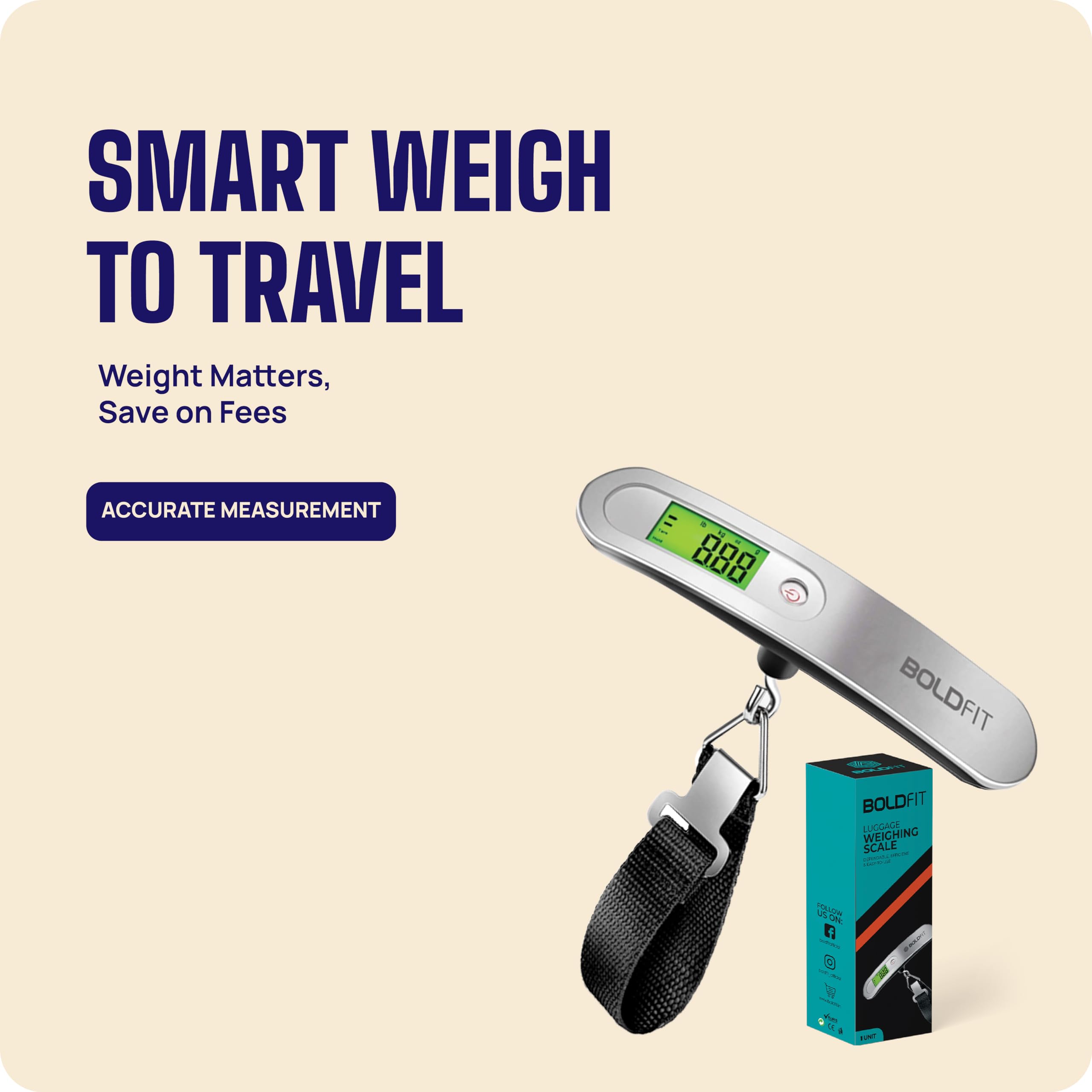 Boldfit Weight Machine For Luggage | Scale For Luggage Capable Upto 50 Kg Weight | Luggage Weight Machine With LCD Display - BISS from Boldfit - Shop in Sri Lanka at Arcade.lk