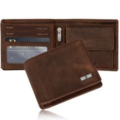 HORNBULL Stella Mens Hunter Brown Purse | Stylist Mens Wallet with RFID Blocking | Wallet Men Brown Genuine Leather Gift Set