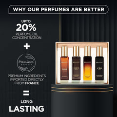 Bella Vita Luxury Man | Long Lasting Liquid Eau De Parfum Gift Set 4 X 20 Ml Perfume For Men | With Klub, Oud, CEO, G.O.A.T | Woody, Citrusy Premium Fragrance Scent