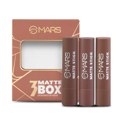 MARS Matte Box Set of 3 Lipsticks for Women | Long-Lasting | Smooth Finish | Moisturising | One Swipe Pigmentation | (3x3.2 gm)