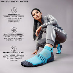 Supersox Ankle Length Socks for Woman | Combed Cotton | Durable & Breathable | Anti-Odor & Antibacterial | Pink, Beige & Sky Blue | Free Size | Free Size | Pack of 3