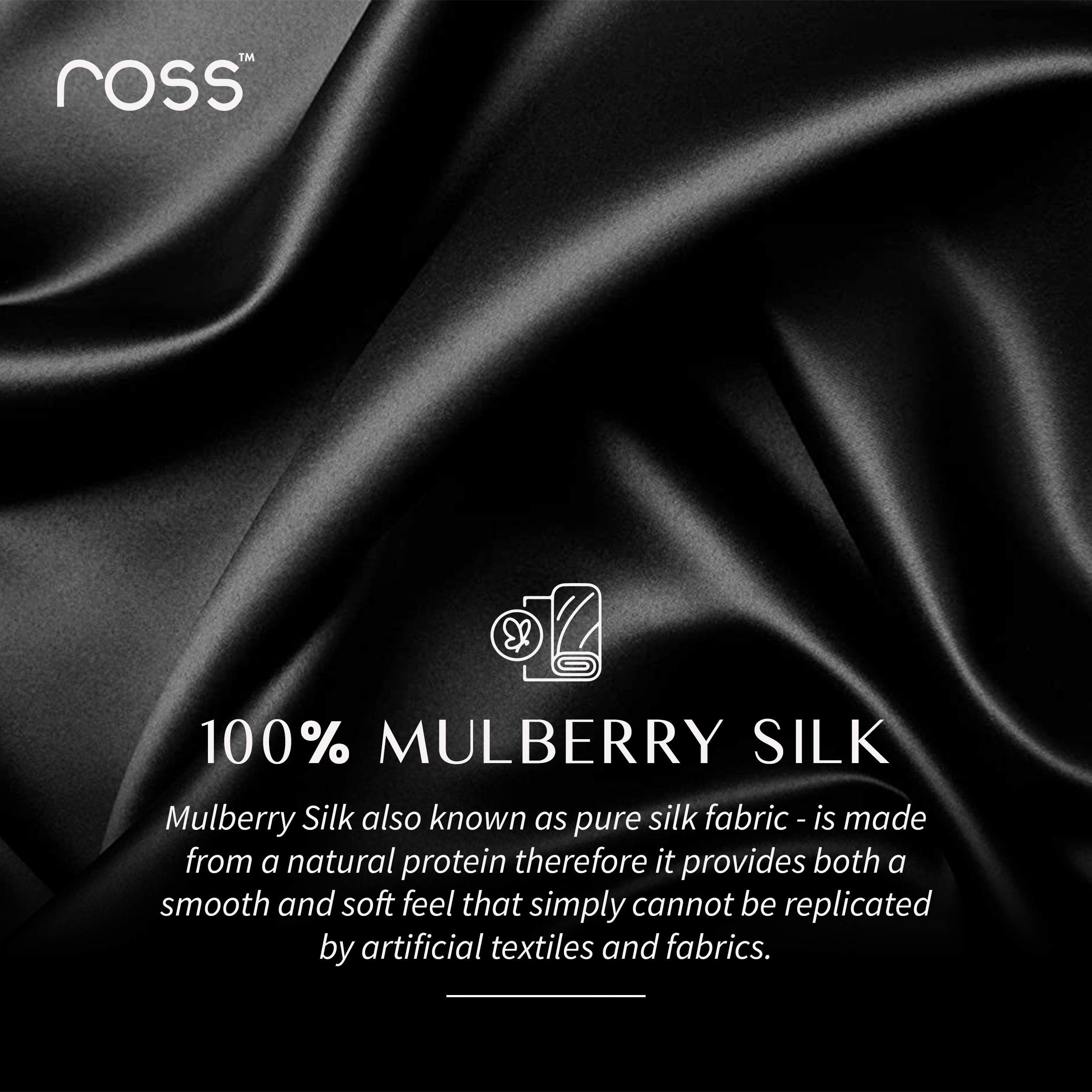 Ross 100% Mulberry Silk Sleep Mask Eye Mask, Super Smooth for Blind Fold (Black)