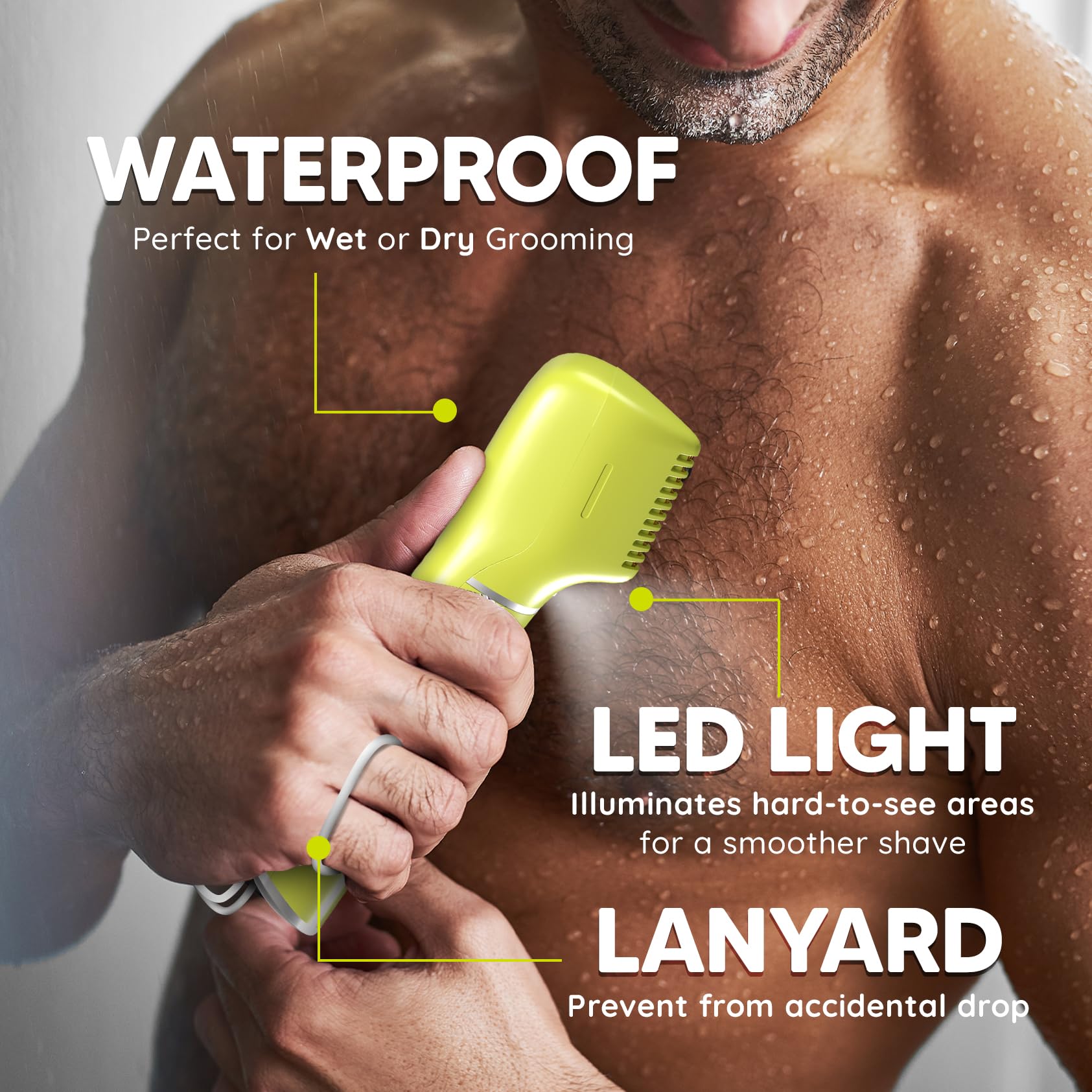 LetsShave Battery Powered Trimmer for Men's Private Parts - Skin Safe 'R' Blades, 90Min Runtime, Water Proof - Body Groomer for Pubic Hair and Groin
