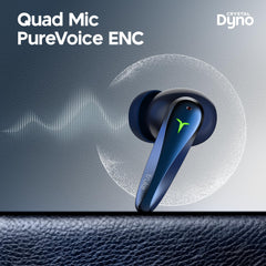 truke New Launch Crystal Dyno Leather Finish True Wireless in Ear Earbuds w/Spatial Audio, 70H Battery Rapid Charge Ear Buds, 13mm Driver HiFi Sound TWS, 40ms Ultra Low Latency, 4Mics ENC -ArcticBlue