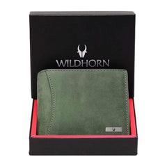 WildHorn RFID Protected Leather Wallet for Men, Green Hunter