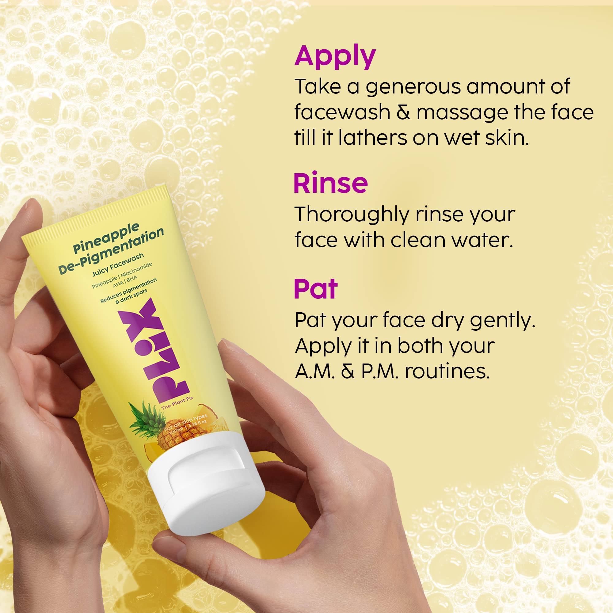 The Plant Fix Plix 5% Pineapple Foaming Facewash For Depigmentation,100ml | Cleanser For Skin Brightening & Even Toned Complexion | Free Of Sulphates, Paraben & Silicones