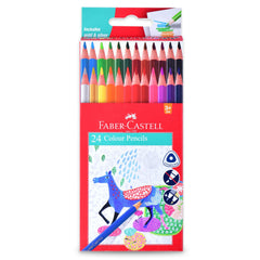 Faber-Castell Triangular Colour Pencil Set – Pack of 24 | Colour Pencils for Kids Aged 6-12 | Ergonomic Pencil Colour Set for School & Art Projects