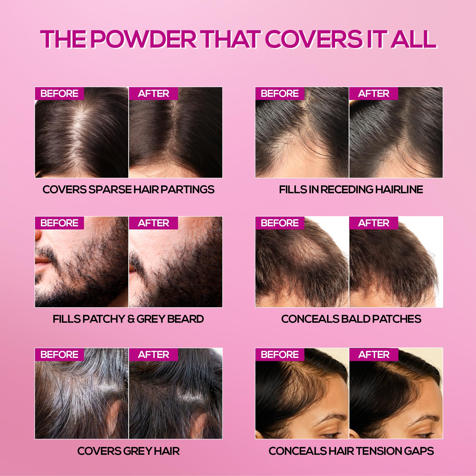 RENEE Cover-Up Hair Powder - Brown | Covers Grey Roots & Bald Spots Instantly | Highly Pigmented, Fuller & Denser Look | Long-Lasting | Matte Finish | Fine Powder | Flawless Application | 4gm
