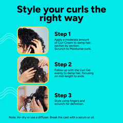 Arata Curl Styling Combo (Mini) - Curl Cream (50ml) + Gel (50ml) For Dry, Frizzy, Wavy, Curly Hair | Reduces Frizz | Moisturises, Hydrates & Defines Curls | Natural Hold | No Sulphate,Paraben,Silicone