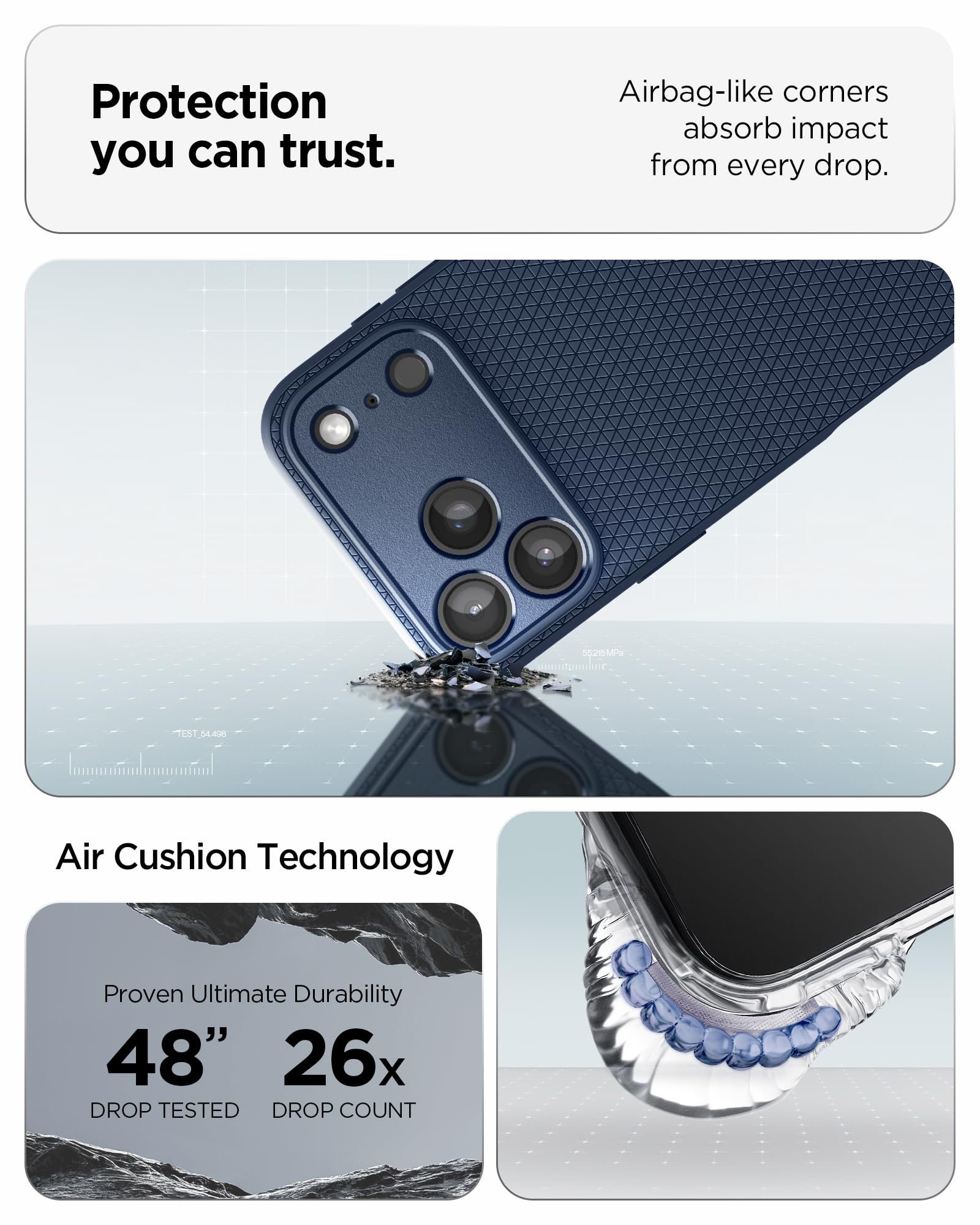 Spigen Liquid Air Back Cover Case for iPhone, Durable Protection, Air Cushion Technology - TPU | Matte Black