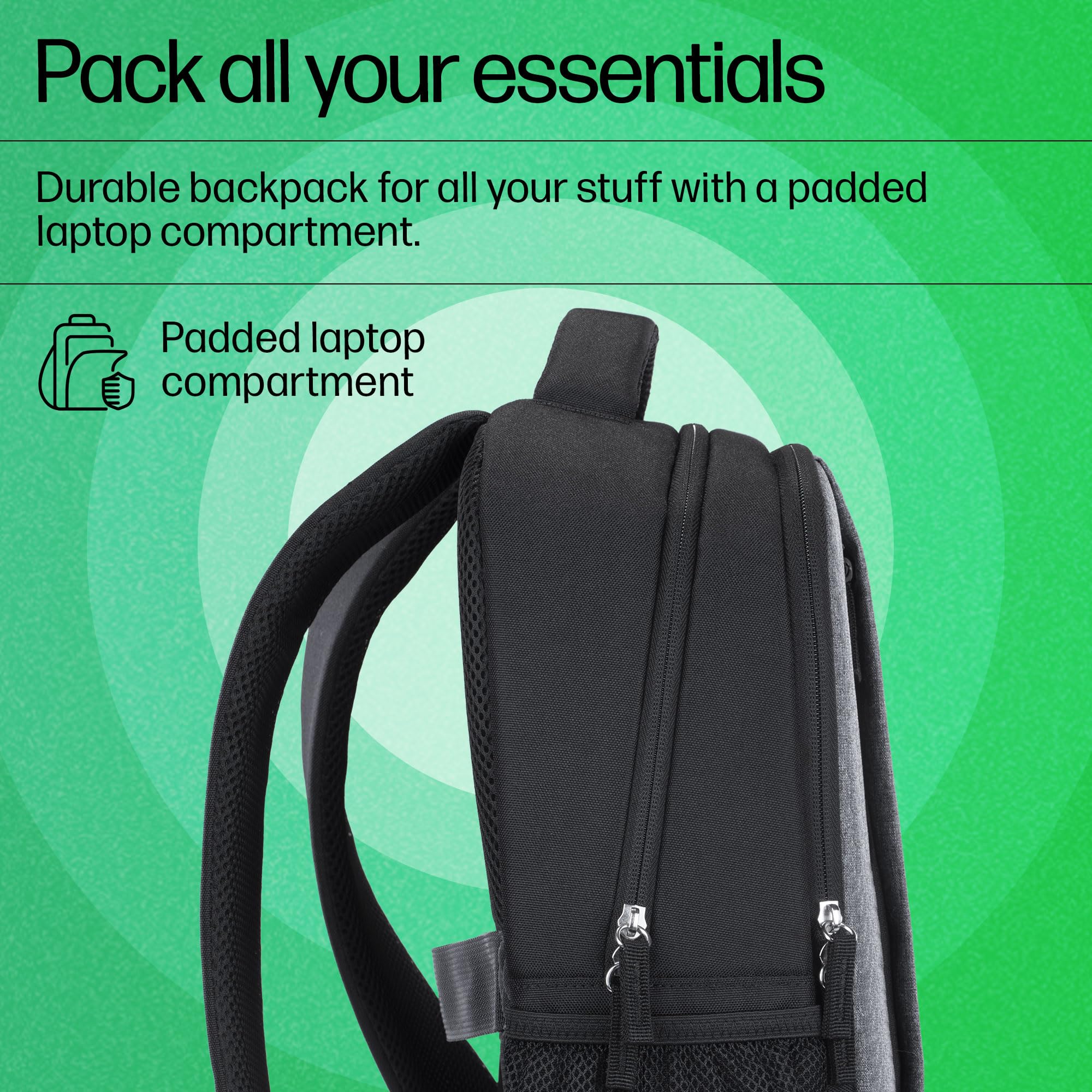 HP 330 15.6-inch Laptop Backpack/Trolley Pass-Through; Padded Back Panel; Padded air mesh Panel/Hand wash and air Dry (793A7AA)