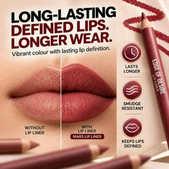 MARS Edge of Desire Lip Liner Set of 10 | One Swipe Smooth Application | Long Lasting & Travel Friendly Lip Pencil | Multicolor (Set-A) (1.4g x 10)