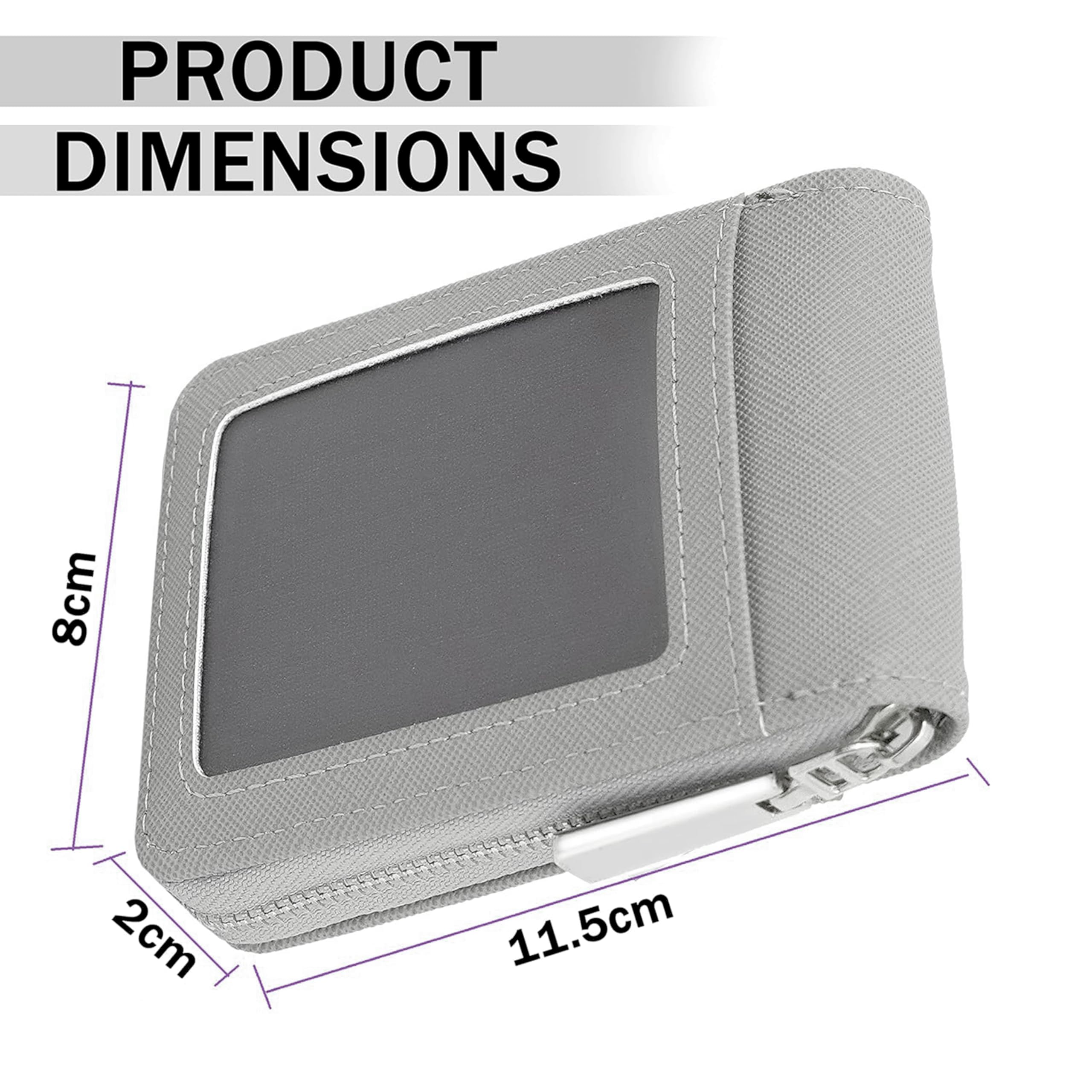 Storite PU Leather 9 Slot Vertical Credit Debit Card Holder Money Wallet Zipper Coin Purse for Men Women (Grey - 11.5 x 2 x 8 Cm)