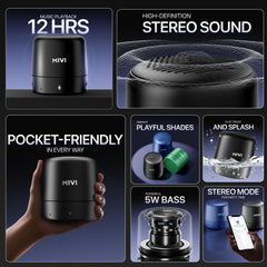 Mivi Play Bluetooth Speaker with 12 Hours Playtime. Wireless Speaker with Exceptional Sound Quality, Portable and Built in Mic-Black