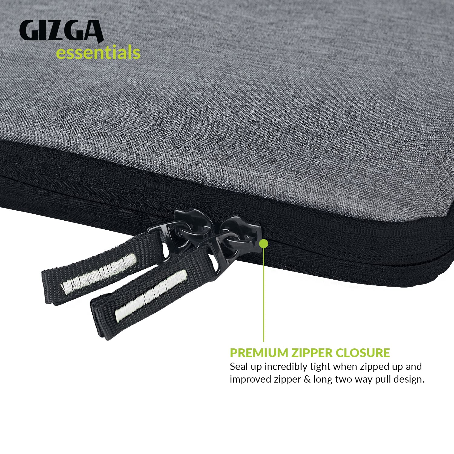 Gizga Essentials Laptop Bag Sleeve Case Cover Pouch with Handle for 15.6 inches Laptop, Padded Laptop Compartment, Premium Zipper Closure Water Repellent Nylon Fabric, Grey