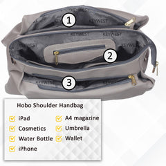 Keywest Women's Pheonix Satchel Tote Handbag for Women | Ladies purse | Stylish Shoulder Bag | Gift For Woman | Grey