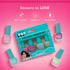 SUGAR POP 4 in 1 Nail Lacquer Kit | Chip-resistant formula & Glossy Flinsh | Nail Polish Set - 04 Pastel Paradise