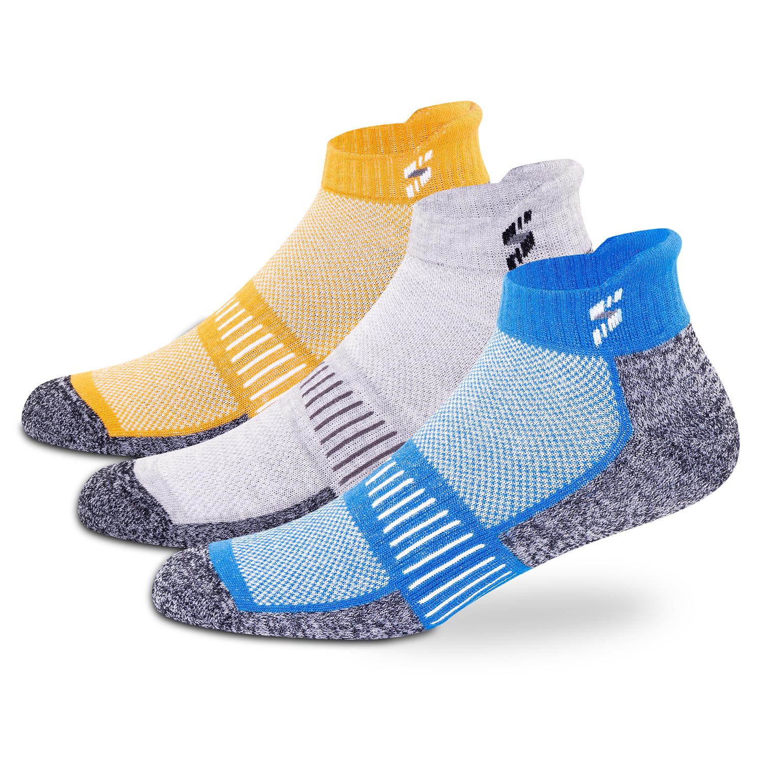 Supersox Anklet Ankle Length Socks for Men & Women (Unisex) Made With Durable, Breathable Cotton, Ideal for Casual Wear, Running, Sports - Pack of 3, Free Size (Orange, Grey, Royal Blue) - Apparel from Supersox - Shop in Sri Lanka at Arcade.lk