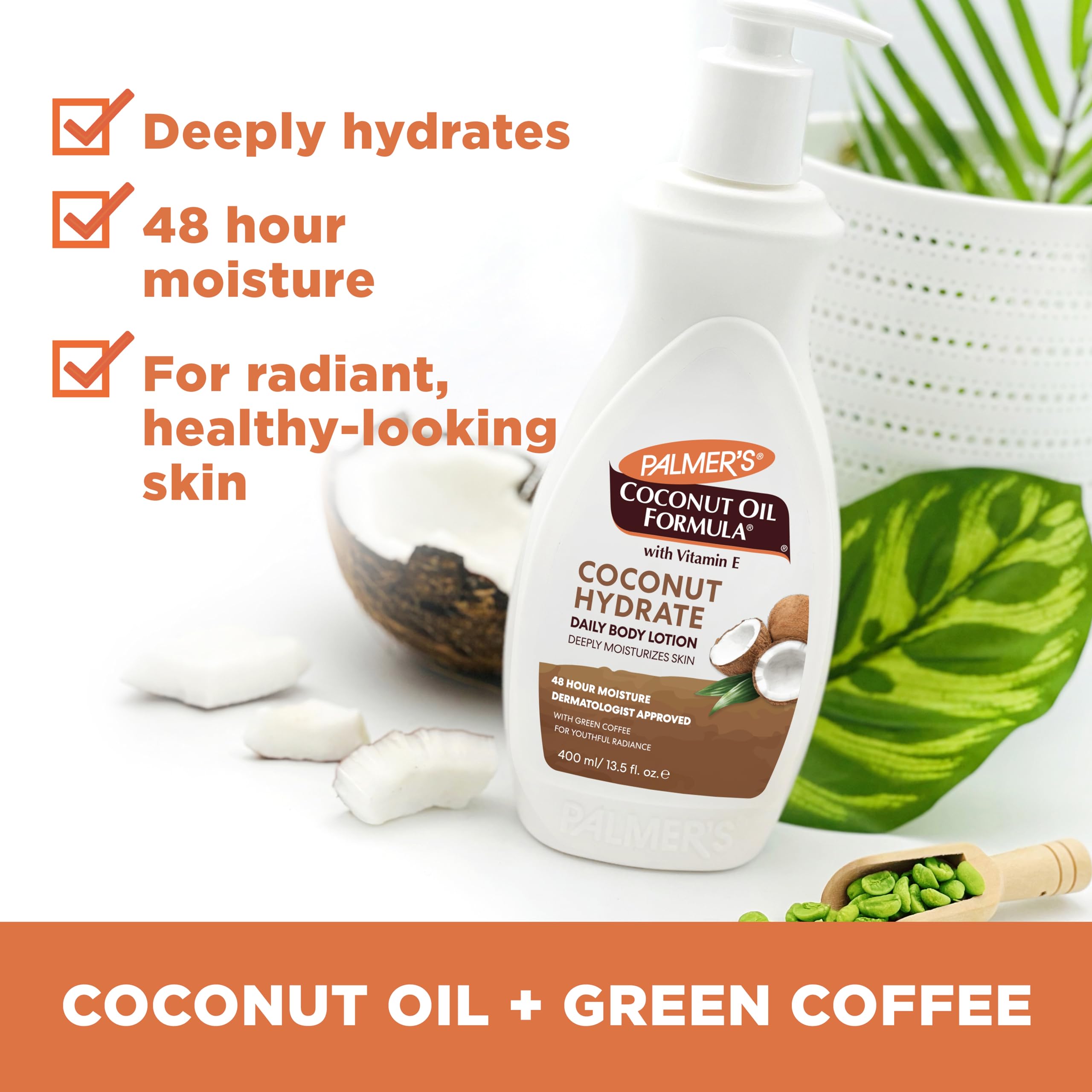Palmer's Coconut Oil Body Lotion with Green Coffee Extract For Deep Moisturization, Radiant & Healthy Looking Skin - 400ml