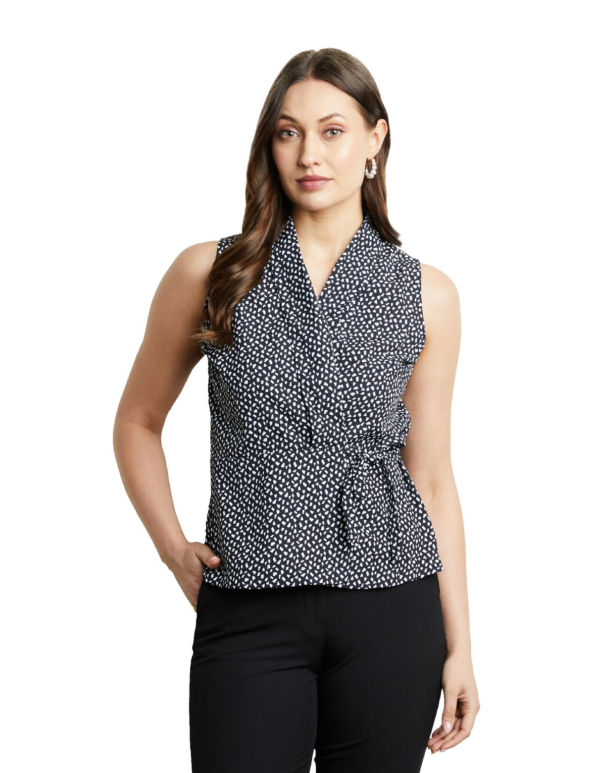 Symbol Premium Women's All Over Print Sleeveless Wrap Top (Regular Fit | Desk-to-Dinner) (Available in Plus Sizes)