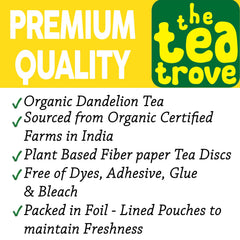 the tea trove Organic Dandelion Tea Bags|25 Eco-Friendly Dandelion Root Tea Bags In Resealable Pouch-Caffeine Free Detox -Steep Hot Or Iced,0.05 kilograms