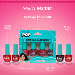 SUGAR POP 4 in 1 Nail Lacquer Kit | Chip-resistant formula & Glossy Flinsh | Nail Polish Set - 02 Rouge Canvas