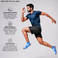Supersox Ankle Length Socks for Man | Combed Cotton | Durable & Breathable | Anti-Odor & Antibacterial | Blue, Grey, Yellow | Free Size | Pack of 3