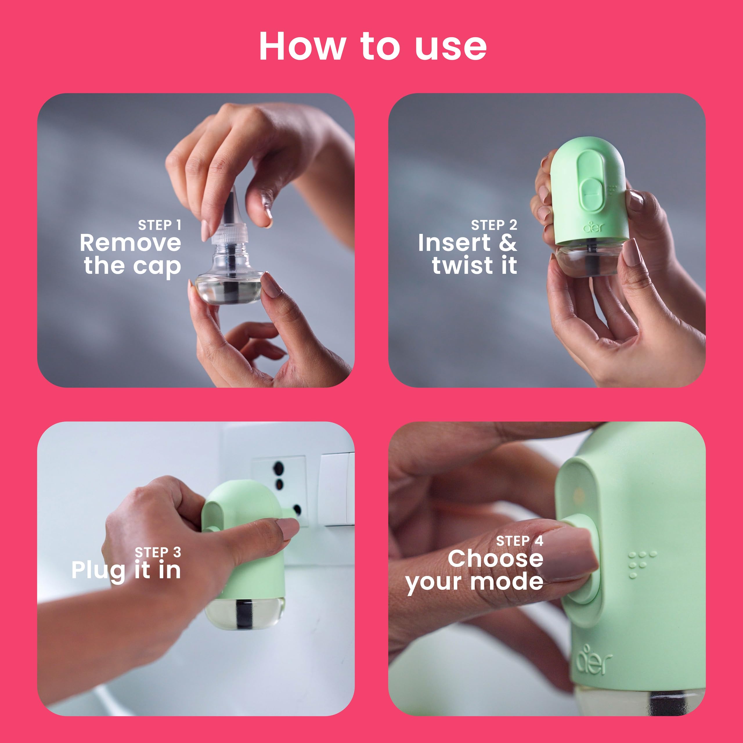 Godrej aer Plug Electric Air Freshener (Machine + 2 Refills (20ml each) | Rose Blossom | Lasts up to 120 days
