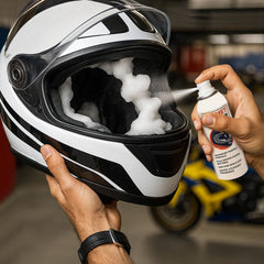 ShineXPro Helmet Cleaner & Microfiber Cloth, Anti-Bacterial Foaming Helmet Cleaning Spray, Safe for Hair & Skin - Helmet Interior Cleaner Removes Bad Odor, Helps Deep Clean with Inner Foam Formulation