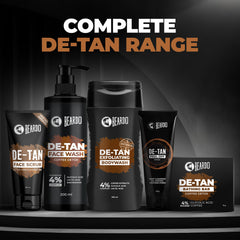BEARDO DeTan Face Wash for Men, 200ml | Glycolic Acid,Niacinamide & Coffee | Helps to Reduce Tan,Reduce Dark Sports & Pigmentation | Exfoliates & Hydrates for Smooth & Oil Free Skin