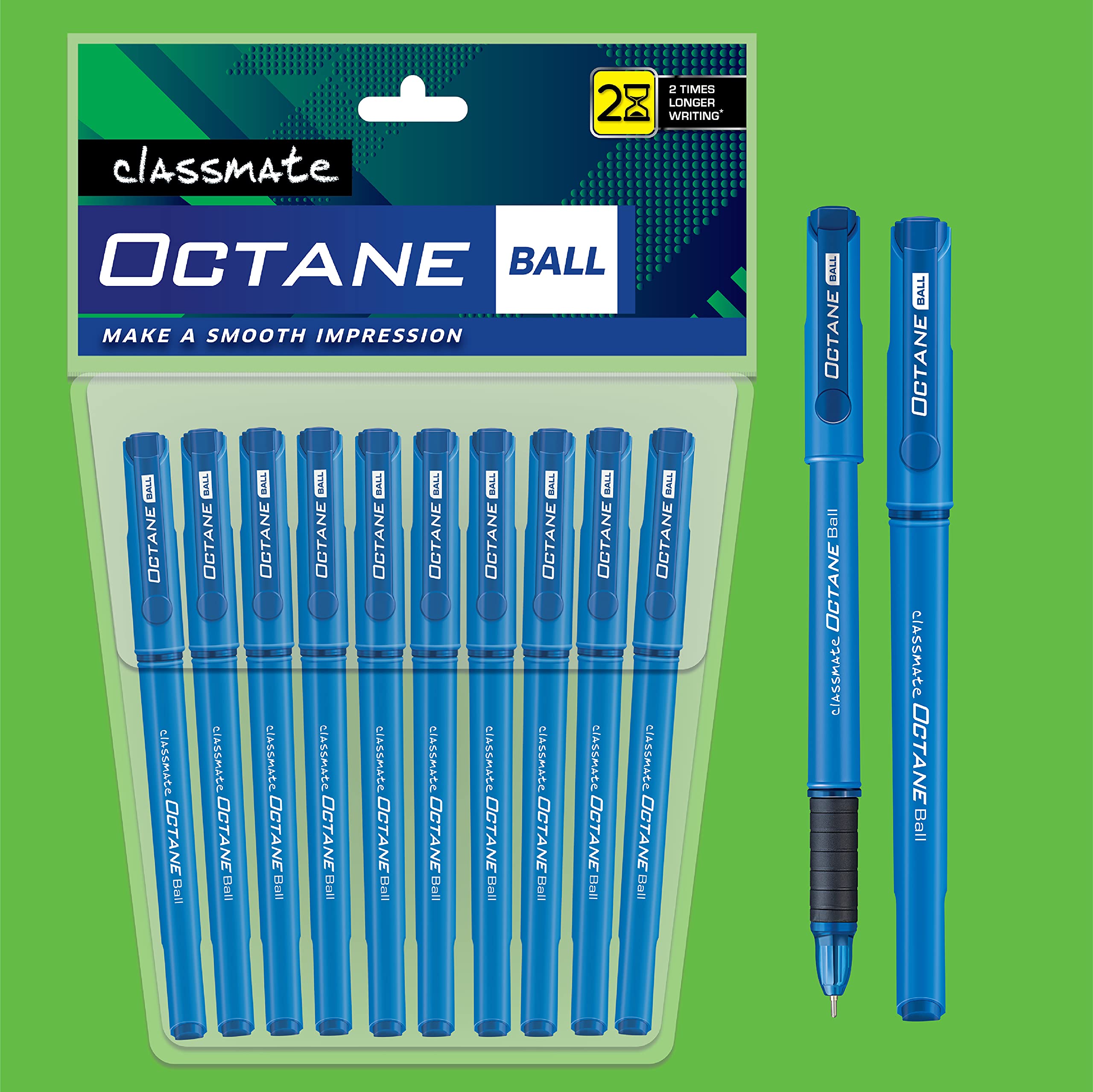 Classmate Octane- Blue Ball Pens (Pack of 10) | Smooth & Fast Writing Ball Pens | Comfortable to hold & write|School & Office Stationery|Work from home essentials