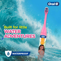Oral-B Kids Moana Battery Electric Toothbrush, 90 Day Battery, 2 Year Warranty by Oral-B, IPX7 Water Resistant, Soft Bristles, Removes 100% More Plaque, 3+ Years