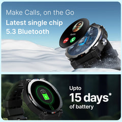 CrossBeats Everest 2.0 Smart Watch, 1.43" True AMOLED, Always ON Display Bluetooth Calling Rugged Outdoor with Flash Light Upto 15 Days Battery Life Smartwatch 100+ Sports Mode (Black)