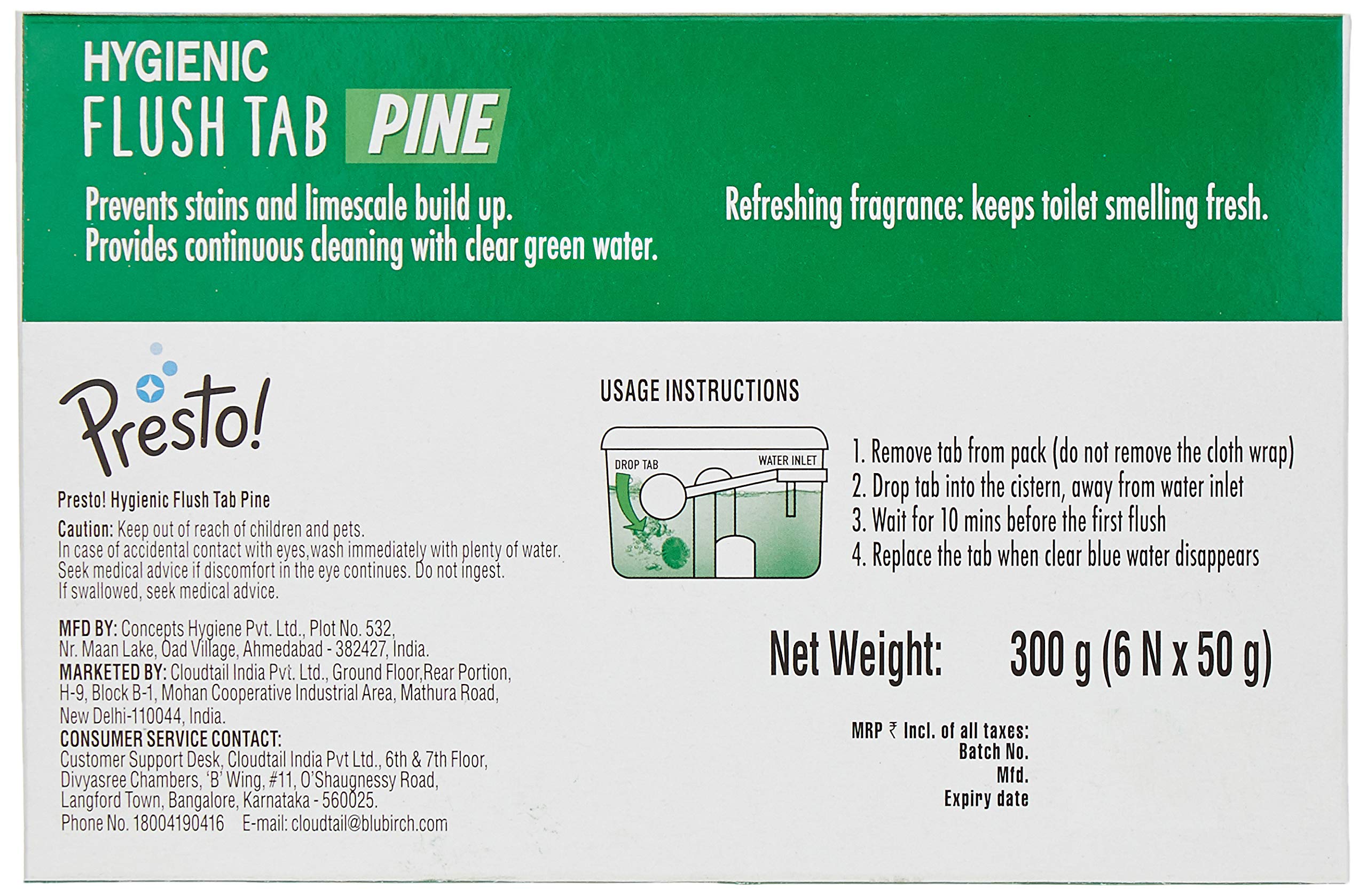 Presto! Hygienic Flush Tabs, Pine - 50 g (Pack of 6) - Drugstore from Presto! - Shop in Sri Lanka at Arcade.lk