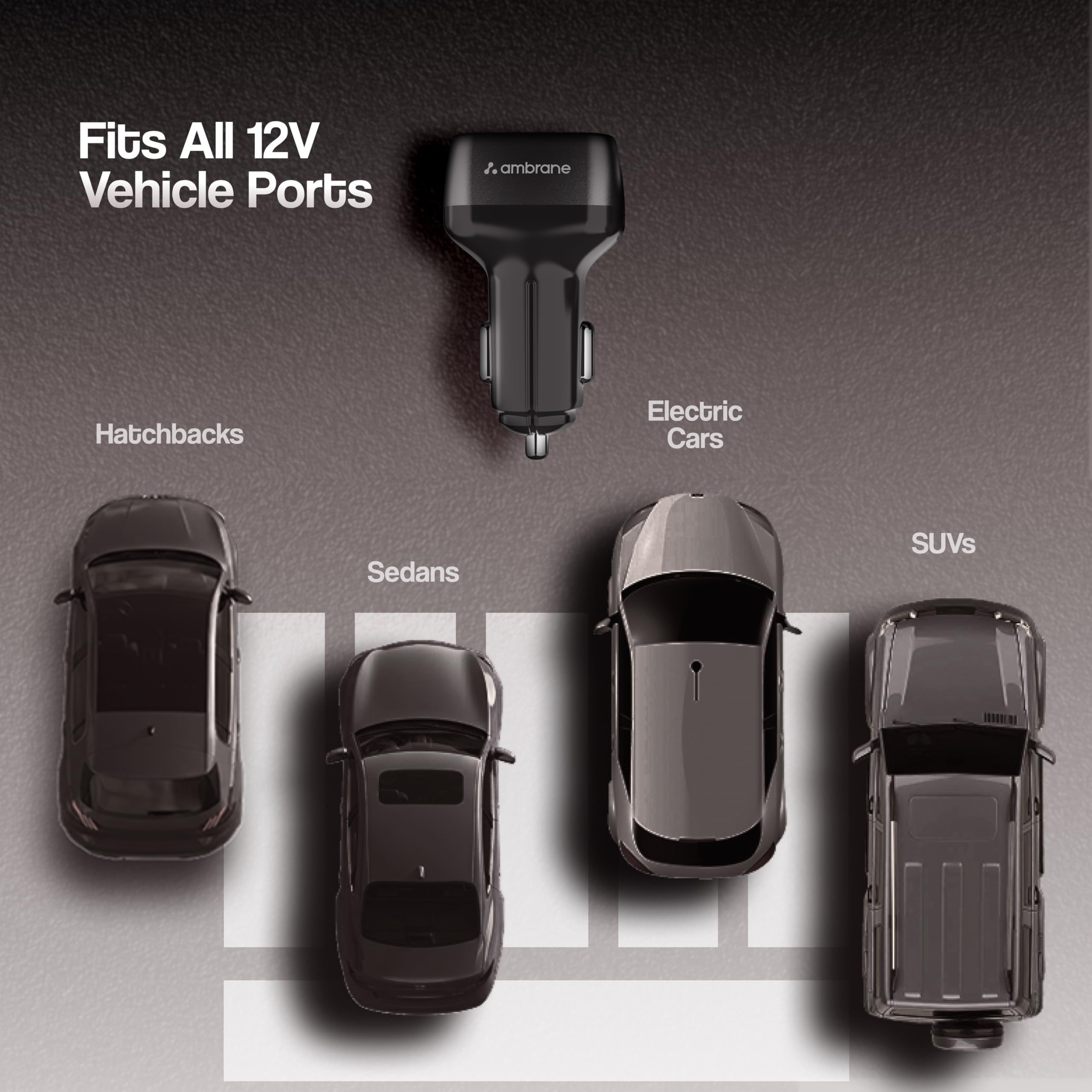 Ambrane 84W Triple Output Fast Car Charger with 2 Type-C & 1 USB, 33W Type C Charging with PD, Fast Charging Adapter Compatible with Cars for iPhone & Android Smartphones (Charge C84,Black)