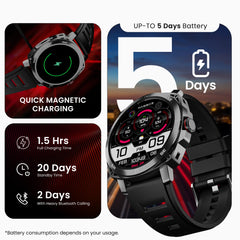 HAMMER Fit Pro 1.43" Super AMOLED Display Smart Watch Round Dial with Bluetooth Calling, Metallic Build, Always on Display, Multi Sports Modes (Black)