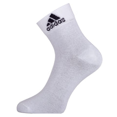 Adidas Original Flat Knit Ankle Length Socks (Pack Of 3 Pairs, Ad-203 White/White/White_White, Men, Cotton)
