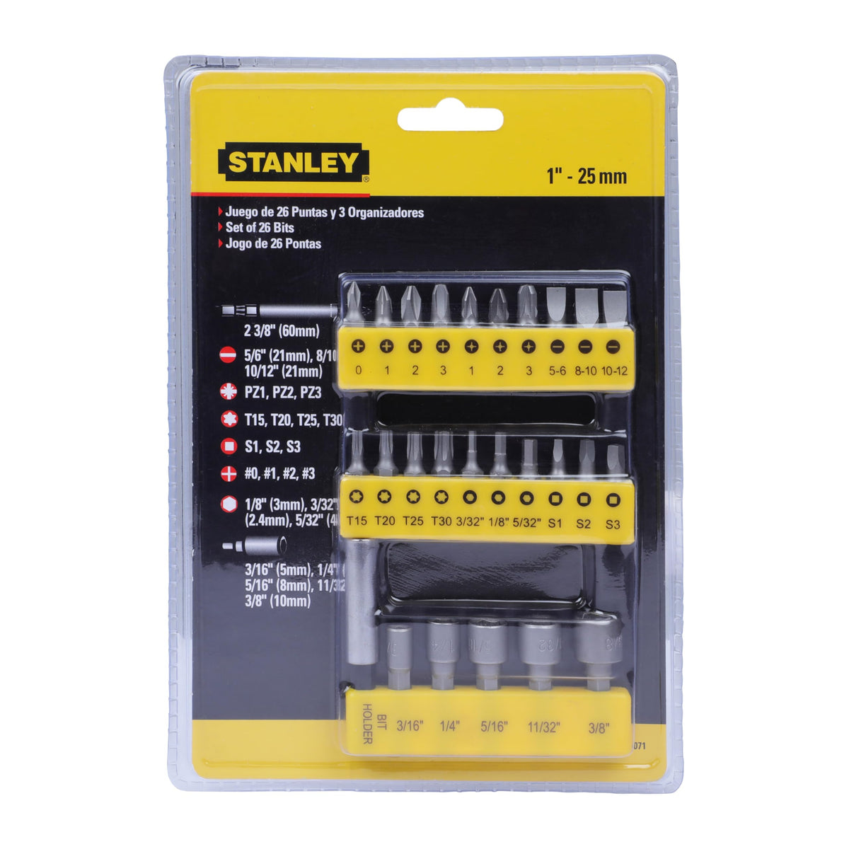STANLEY 68-071-23 26-Piece Insert-Bit Chrome-Vanadium Screwdriver Set for Home, DIY, Professional & Industrial Use Ideal for Carpentry, Mechanical, Electrical & Plumbing Tasks, YELLOW & BLACK