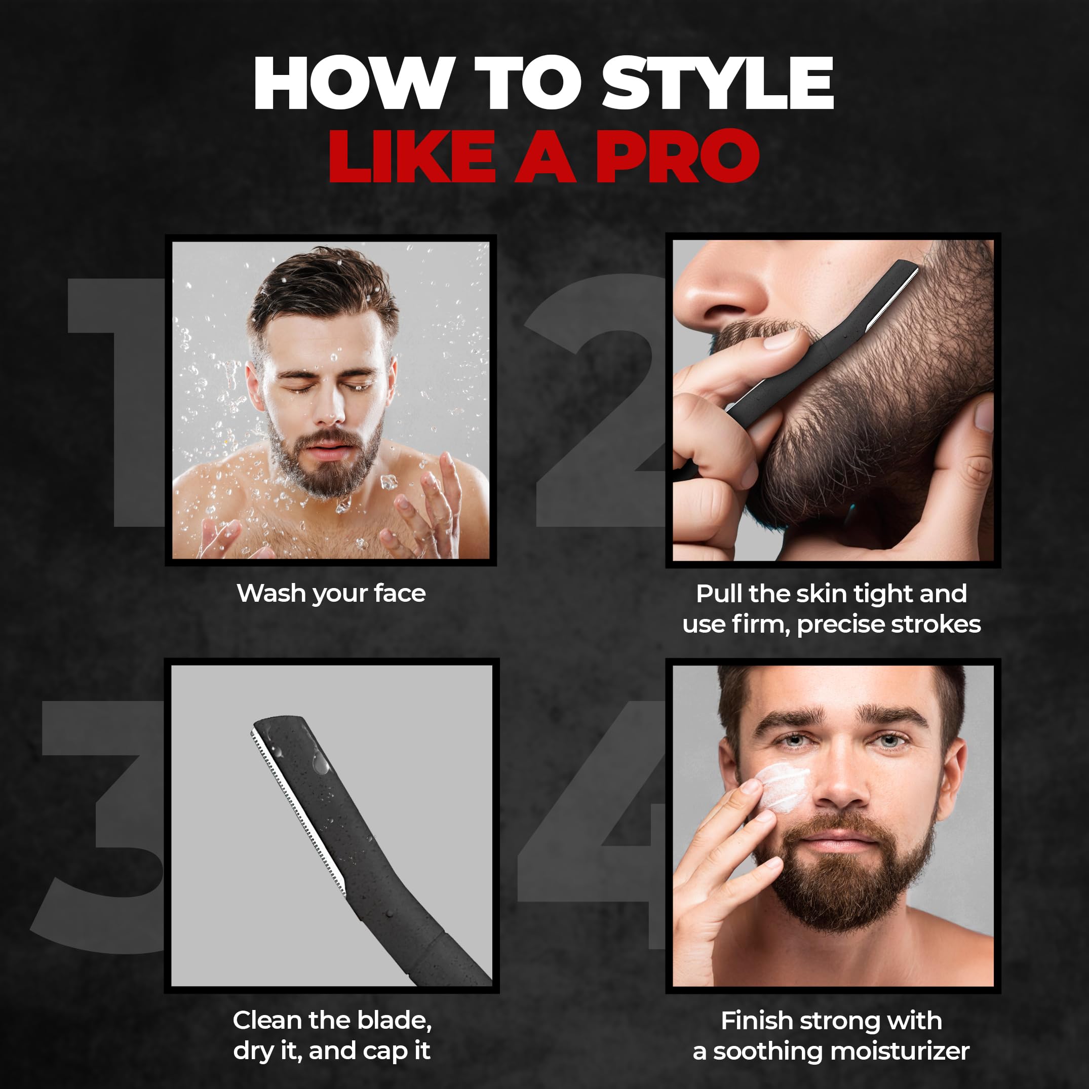 Beardo Beard Styling Tool for Men | Pack of 3 | Beard Styling Razor for Men | Reusable Razor | Sharp, Safe & Precise Shaping Tool | Body Grooming | Beard Shaper | Multi Grooming
