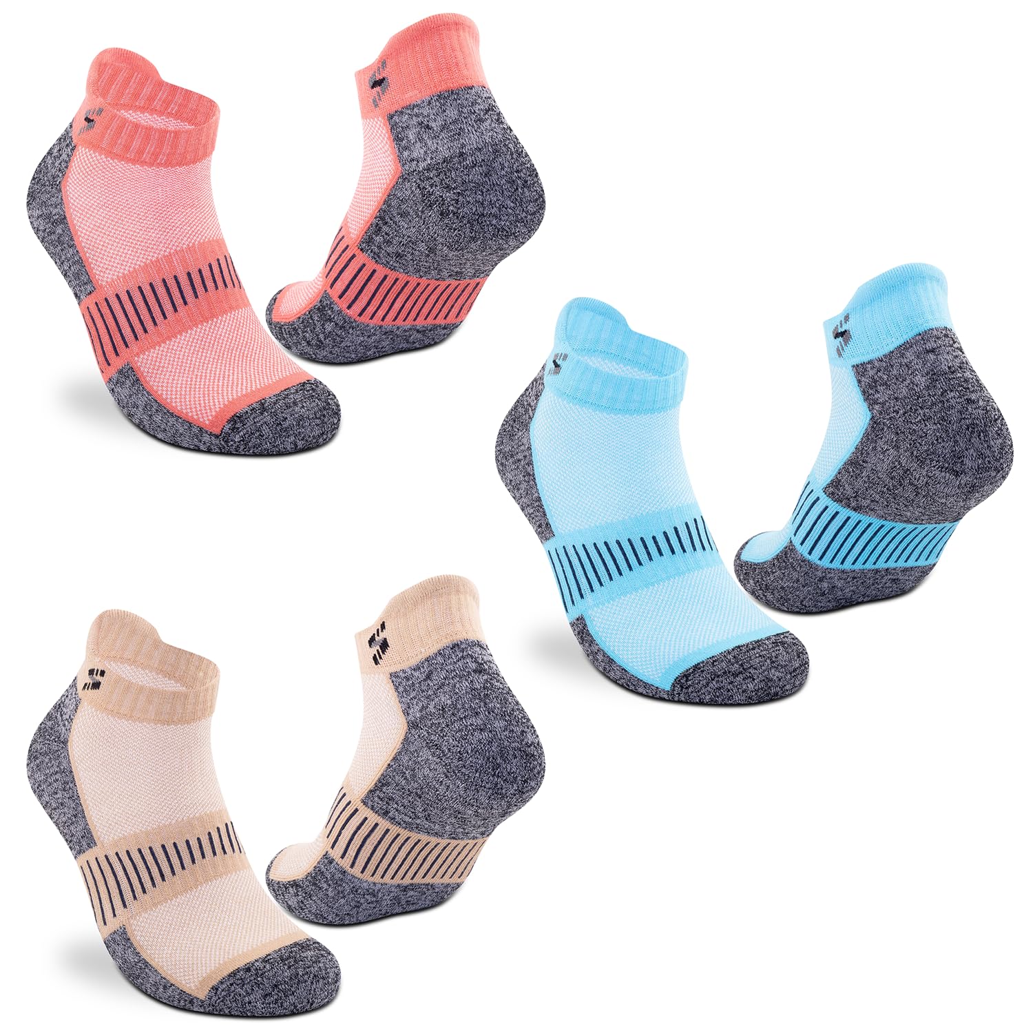 Supersox Anklet Ankle Length Socks for Men & Women (Unisex) Made With Durable, Breathable Cotton, Ideal for Casual Wear, Running, Sports - Pack of 3, Free Size (Sky Blue, Beige, Pink) - Apparel from Supersox - Shop in Sri Lanka at Arcade.lk