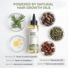 Proskire Ultimate Hair Growth Oil | Lightweight Non-Greasy Hair Growth Oil with Rosemary, Batana & Bhringraj | Reduces Hair Fall & Boosts Hair Density - 100ml