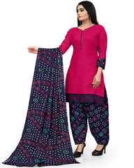 Rajnandini Women's Cotton Printed Unstitched Salwar Suit Material (Dark Pink) - Apparel from Rajnandini - Shop in Sri Lanka at Arcade.lk