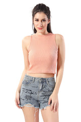 TRASA Women’s Sleeveless Rib Knitted Cotton Racer Back Tank Tops Halter Neck Crop Tops - Available Sizes -XS, S, M,L,XL,2XL