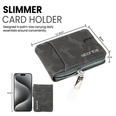 Storite PU Leather 9 Slot Vertical Card Holder Wallet, Camouflage Grey